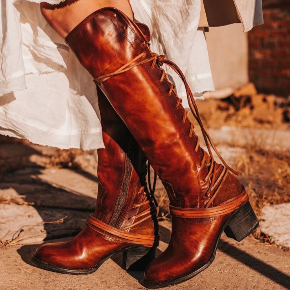 Freebird Coal Cognac Tall Leather Boot 8